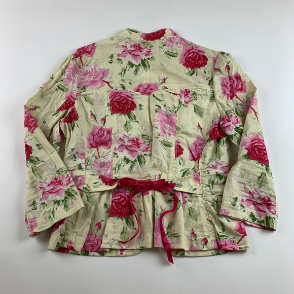 Banana Republic Jacket Floral Linen Blend Sz 8 - Picture 2 of 8